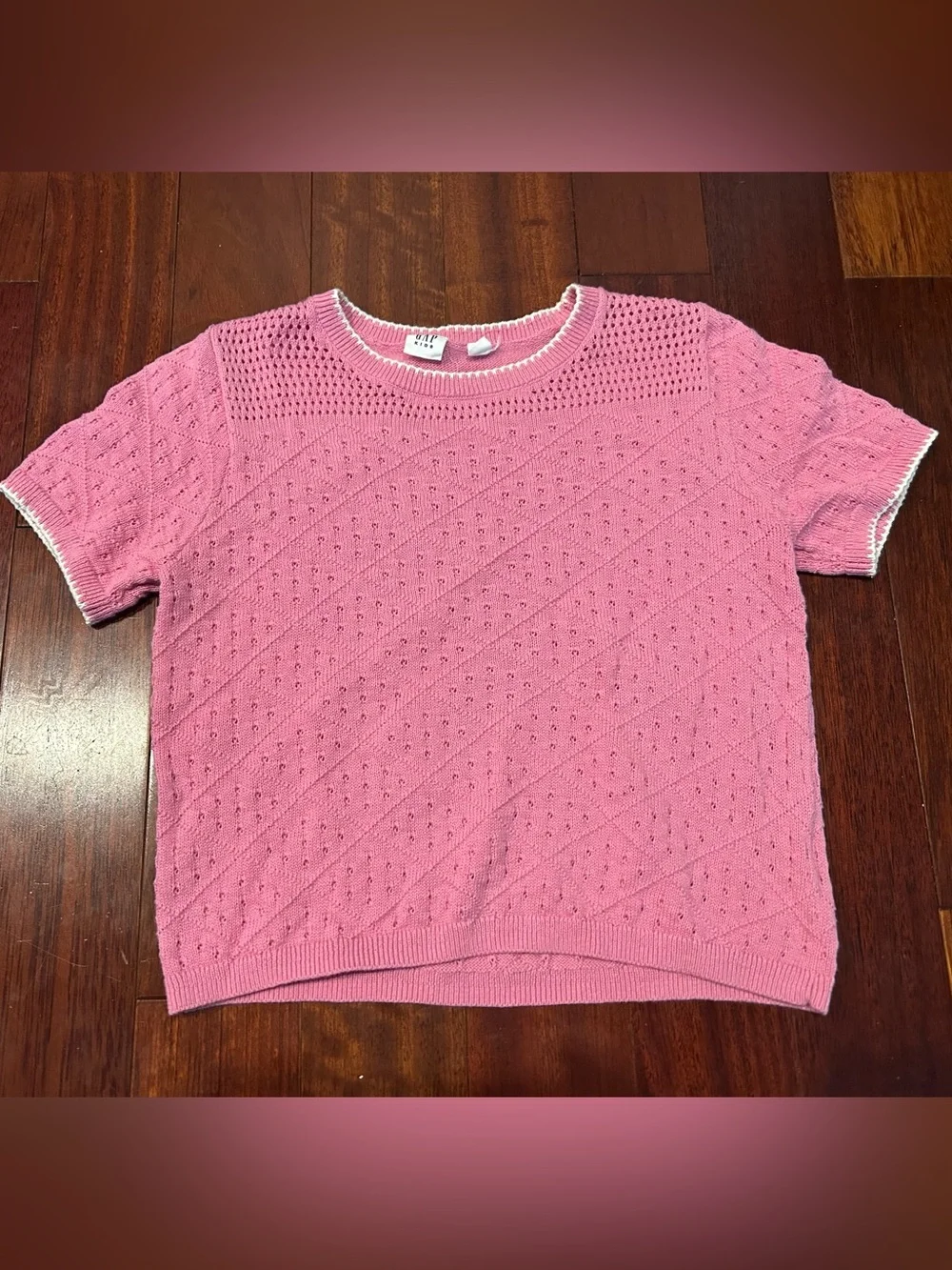 GAP Girls Pink Short Sleeve Knit Sweater Top Cottagecore Coquette